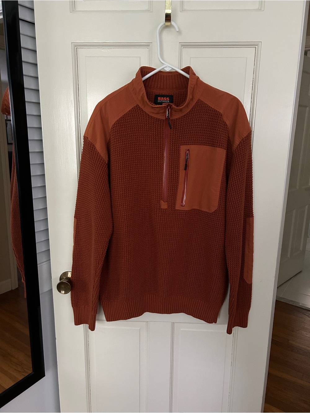 BASS Men's Rust Orange Quarter-Zip Textured Sweater